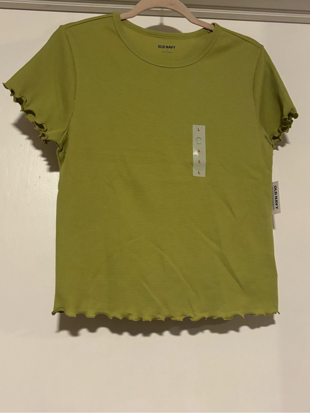 Old Navy Olive Green Short Sleeve Lettuce-Edge Tee